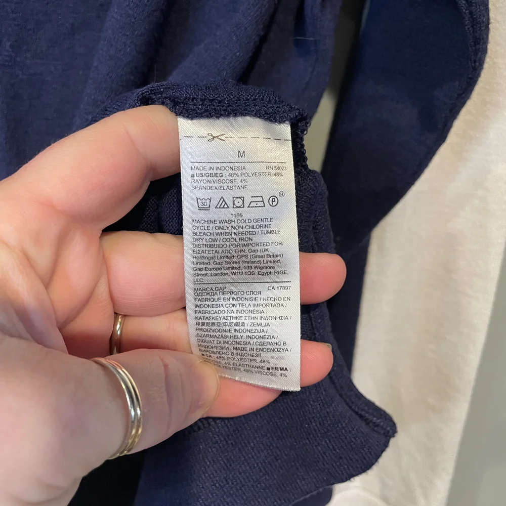 Gap Womens Sweater Navy Blue White ColorBlock Stretch Jewel Neck Size Medium